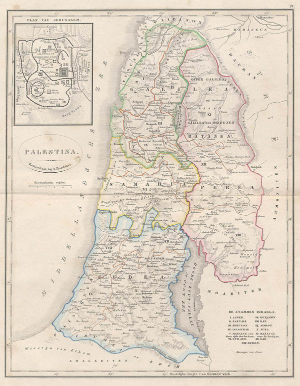 map Kaart van Palestina by A. Baedeker, Rotterdam