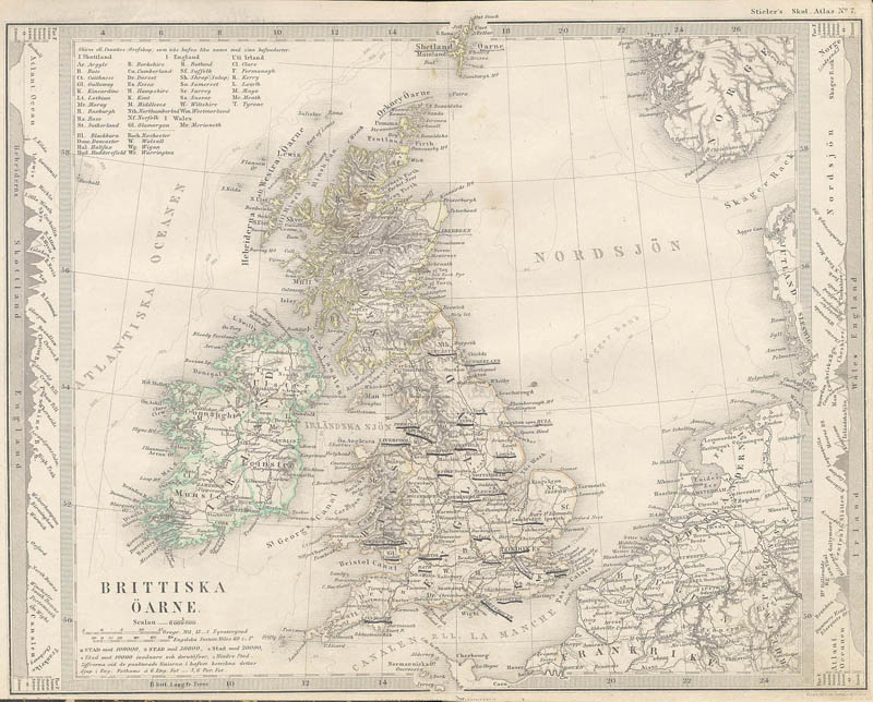 Kaart  Brittiska Oarne. by Stieler