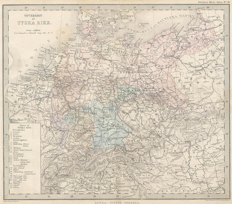 Kaart  Ofversigt af  Tyska Rike. by Stieler