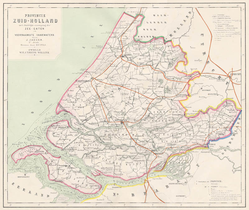 Kaart van de Provincie Zuid-Holland met aanduiding der zeegaten. by Puls