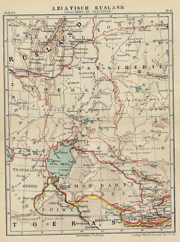 map Aziatisch Rusland. Aral meer en omstreken by Kuyper (Kuijper)