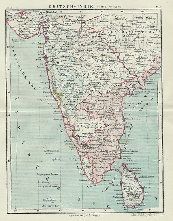 map Britsch Indië (Zuid West) by Kuyper (Kuijper)