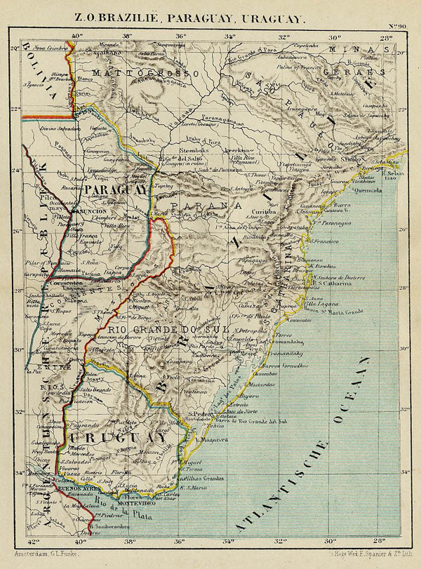image of map Z.O. Brazilië, Paraguay, Uruguay by Kuyper (Kuijper) map Z.O. Brazilië, Paraguay, Uruguay by Kuyper (Kuijper)