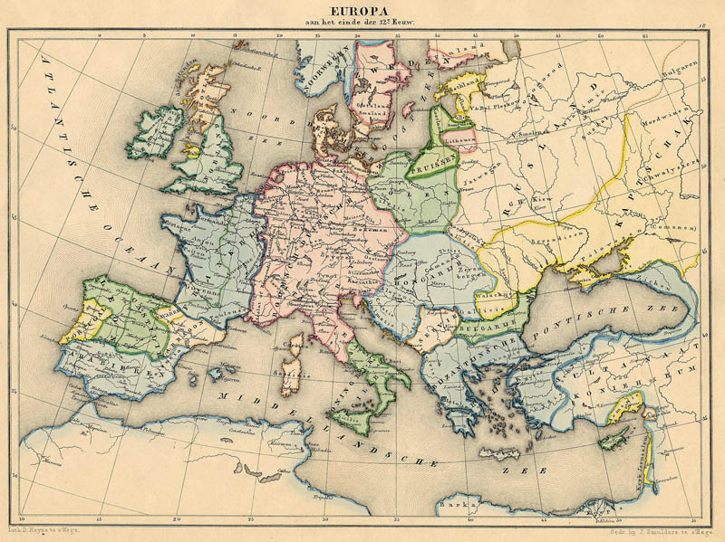Europa aan het einde der 12e Eeuw by De Erven Thierry en Mensing