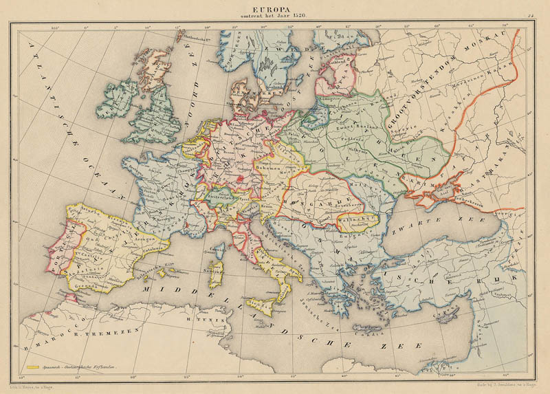 Europa omtrent het Jaar 1520 by De Erven Thierry en Mensing