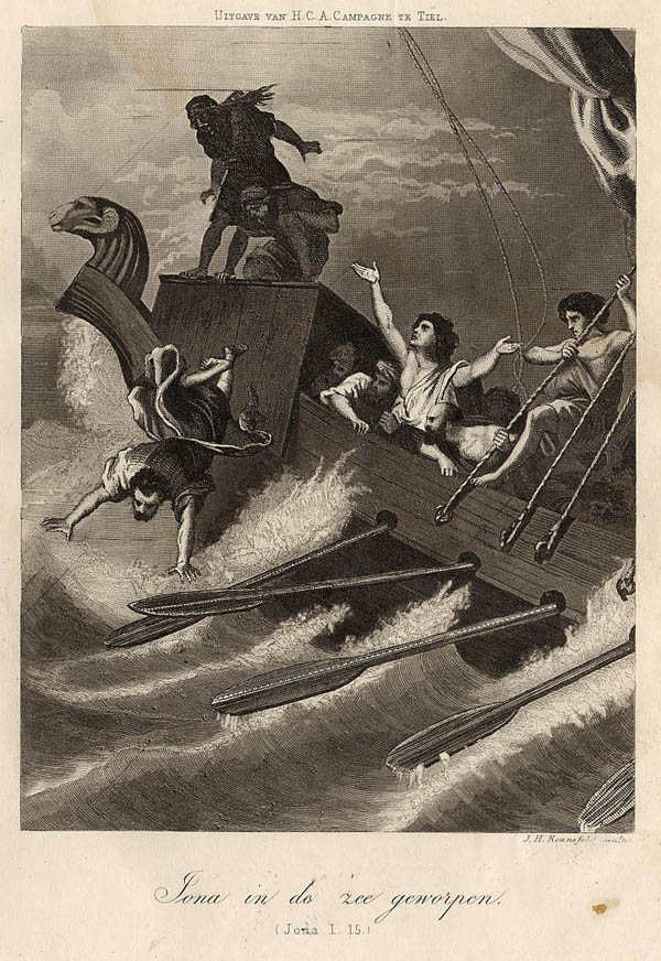 print Jona in de zee geworpen (Jona I.15.) by HCA Campagne, Tiel