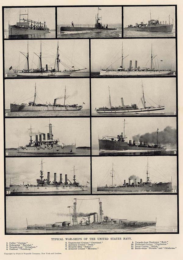 print Typical War-Ships of the United States Navy by Funk&Wagnalls Company