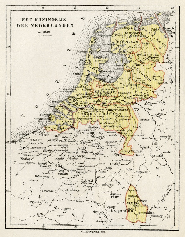 map Het Koningrijk der Nederlanden in 1839 by C.L. Brinkman, Amsterdam