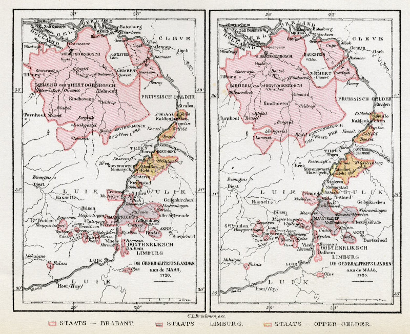 De Generaliteitslanden aan de Maas in 1720 en na 1785 by C.L. Brinkman, Amsterdam