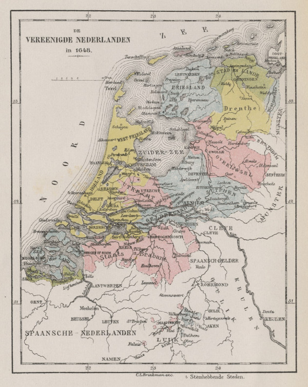 map De Vereenigde Nederlanden in 1648  by C.L. Brinkman, Amsterdam