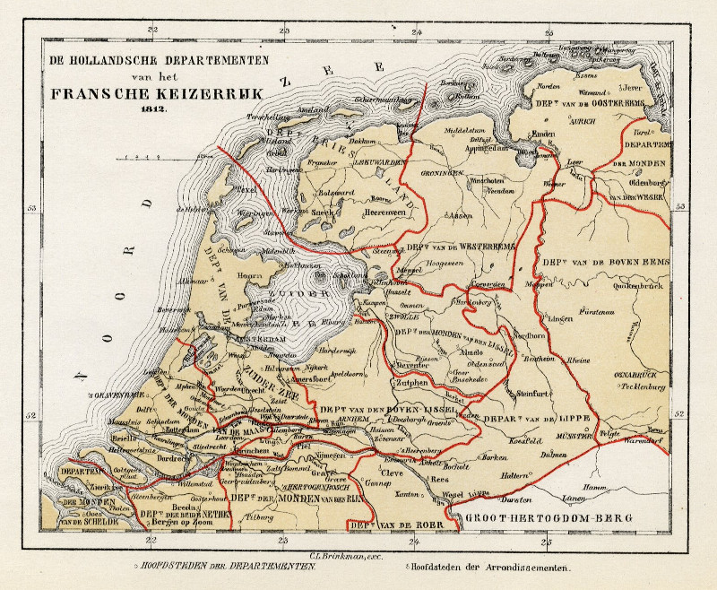 De Hollandsche Departementen van het Fransche Keizerrijk 1812. by C.L. Brinkman, Amsterdam