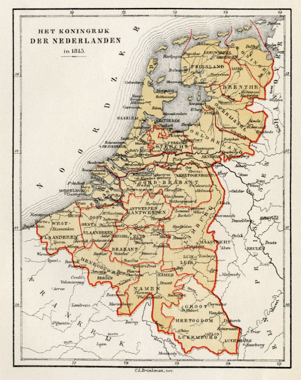 map Het Koningrijk Der Nederlanden in 1815 by C.L. Brinkman, Amsterdam