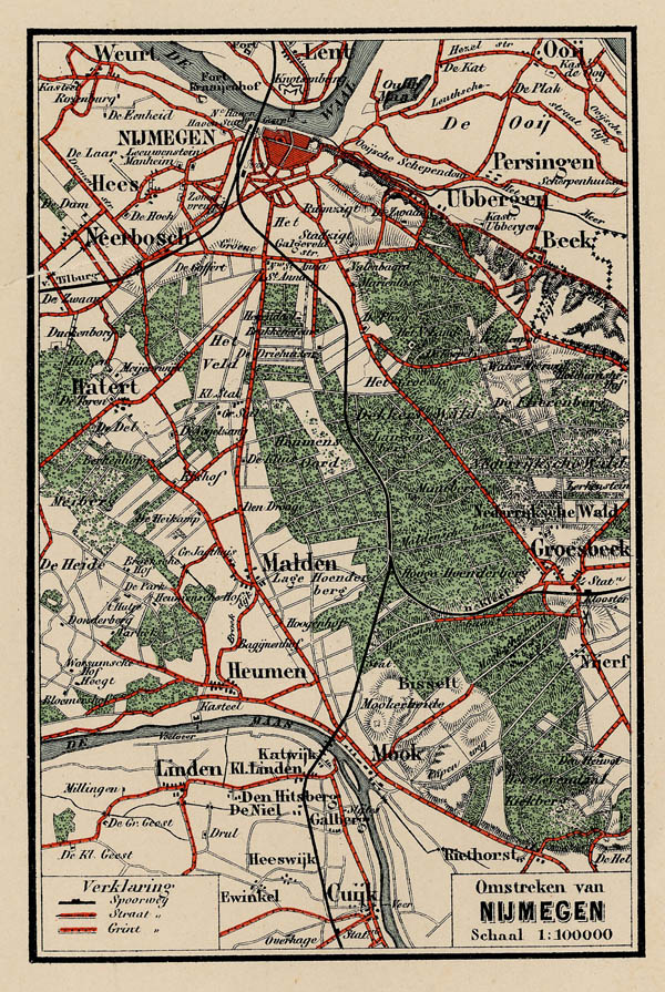 map Omstreken van Nijmegen in kleur by Craandijk
