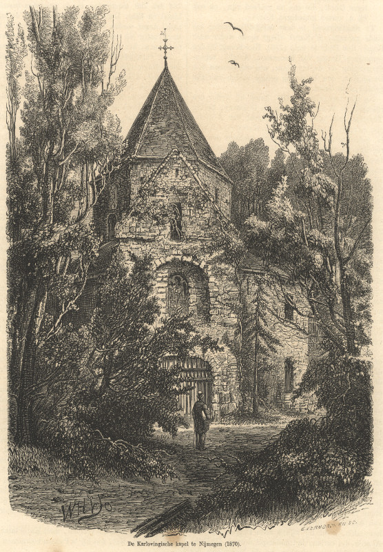 view De Karlovingische kapel te Nijmegen (1870) by E. Vermorcken