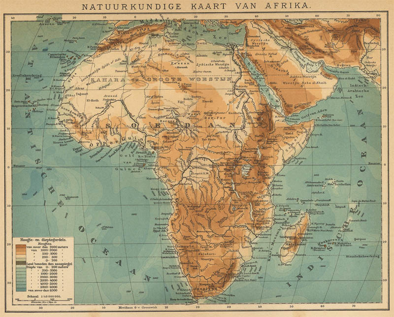 Natuurkundige kaart van Afrika by Winkler Prins