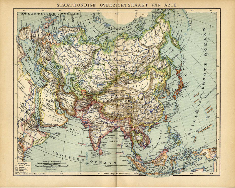 Staatkundige overzichtskaart van Azië by Winkler Prins