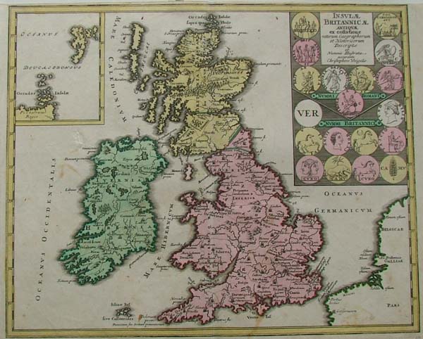 map Insulae Britannicae Antiquae ex collatione by Weigel, Christoph (Witwe)
