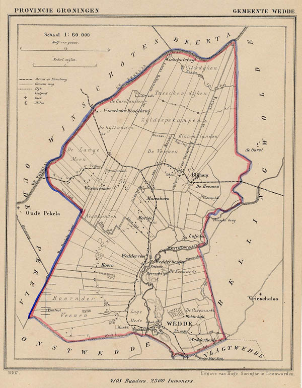 map communityplan Gemeente Wedde by Jacob Kuyper (Kuijper)