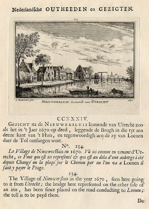 view Nieuwersluis komende van Utrecht 1670 by Abraham Rademaker