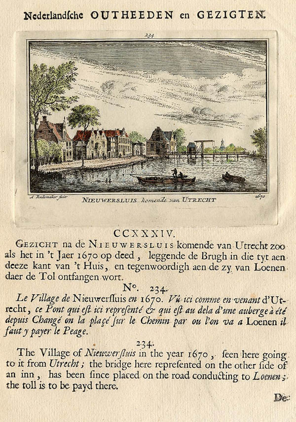 view Nieuwersluis komende van Utrecht 1670 by Abraham Rademaker