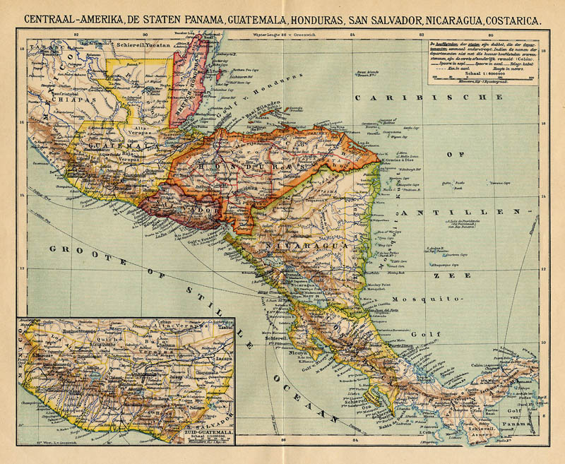 Centraal-Amerika, De staten Panama, Guatemala, Honduras, San Salvador, Nicuragua, Costarica by Winkler Prins