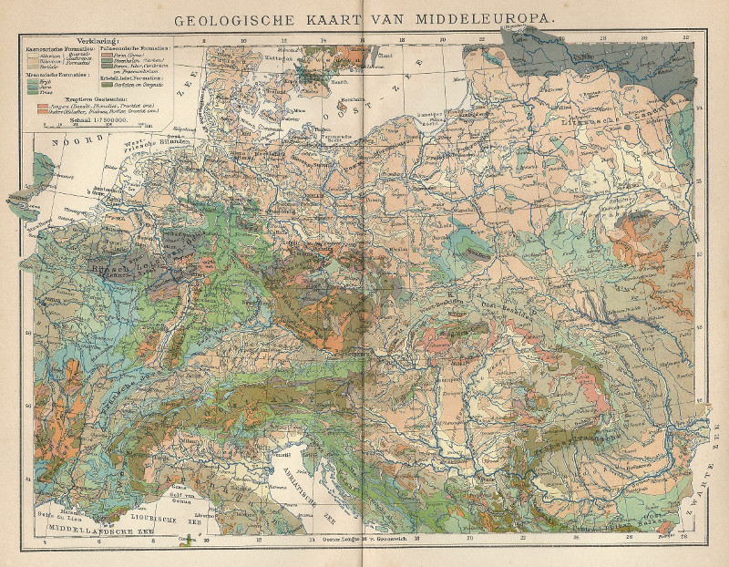 Geologische kaart van Middeleuropa by Winkler Prins