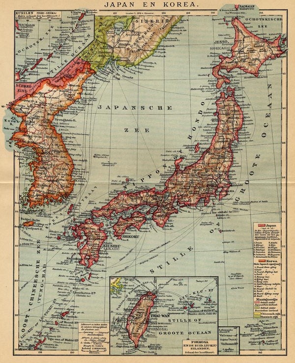 map Japan en Korea by Winkler Prins