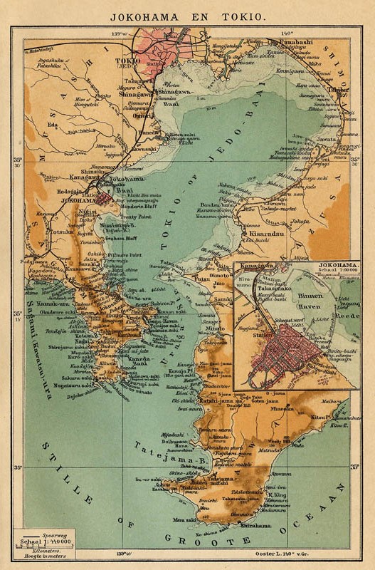 map Jokohama en Tokio by Winkler Prins