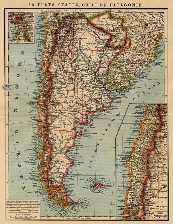 map La Plata-Staten, Chili en Pategonië by Winkler Prins