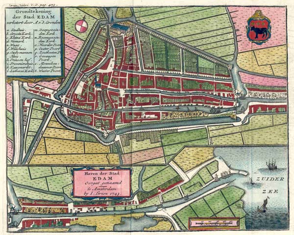 plan Grondtekening der stad Edam by Isaac Tirion