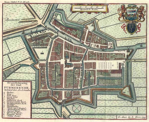 plan Grondtekening der stad Purmerende by Isaac Tirion