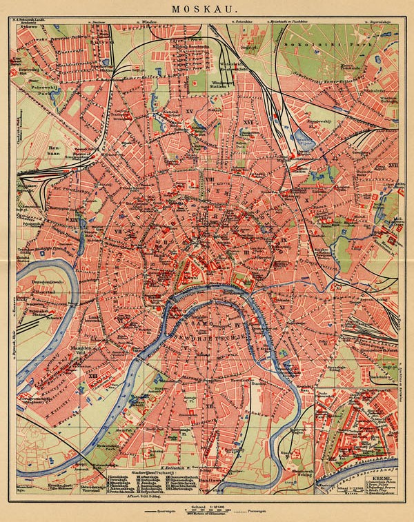 plan Moskau (Moskou, Moscow) by Winkler Prins