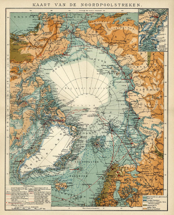 map Kaart van de Noordpoolstreken by Winkler Prins