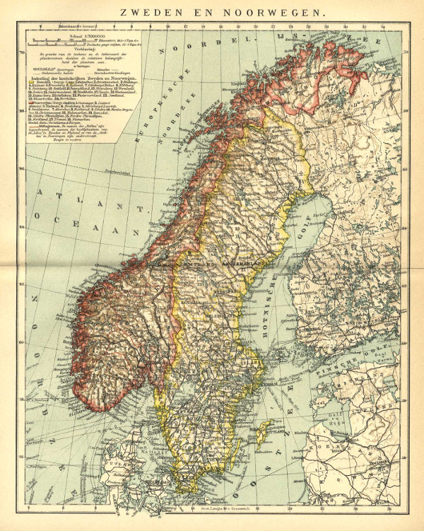 map Zweden en Noorwegen by Winkler Prins