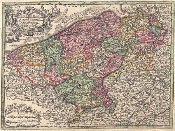 map Flandria maximus et pulcherrimus by Matthias Seutter