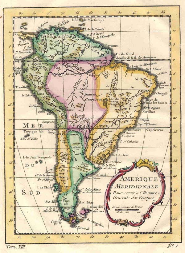 map Amerique Meridionale by Prévost, Antoine François /Bellin
