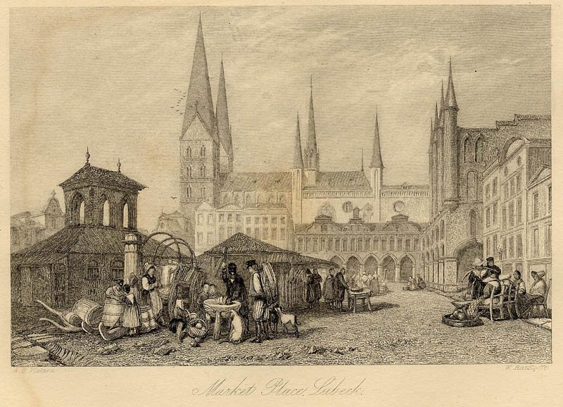 Market Place Lübeck by W. Ratclyffe, naar A.G. Vickers
