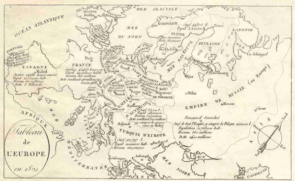 map Tableau de l´Europe en 1821 by Vosgien, Ladvocat