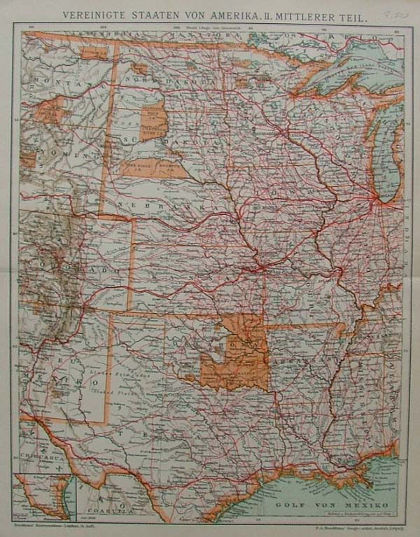 map Vereinigte Staaten von Amerika. II. Mittlerer Teil by F.A. Brockhaus