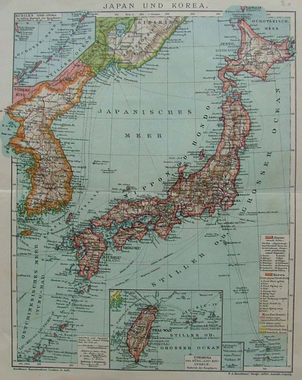 map Japan und Korea by F.A. Brockhaus