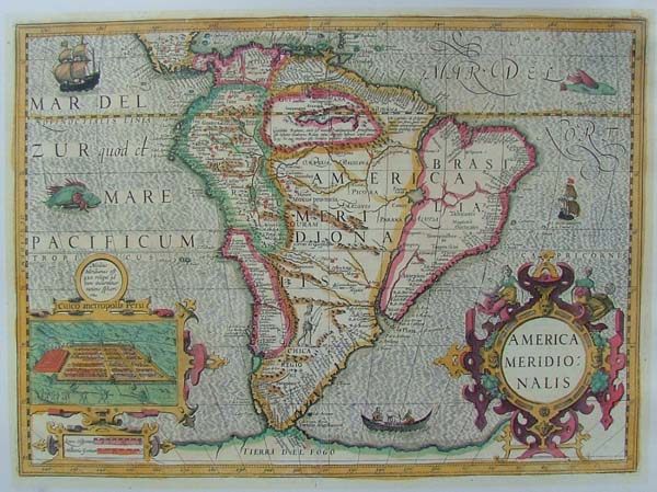 map REPRODUCTION: America Meridionalis by Mercator / Hondius