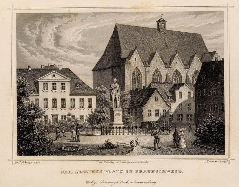 Der Lessing´s Platz in Braunschweig by G. Heisinger naar Emil Schulz