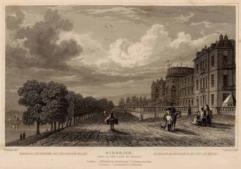 Biberich, seat of the Duke of Nassau by J. Jackson, naar W. Tombleson