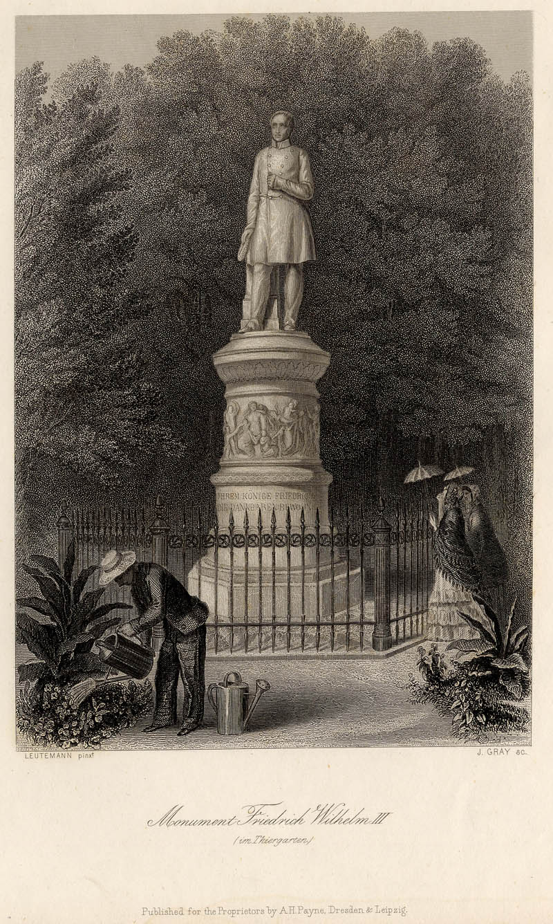 Monument Friedrich Wilhelm III (im Thiergarten) by J. Gray, naar Leutemann