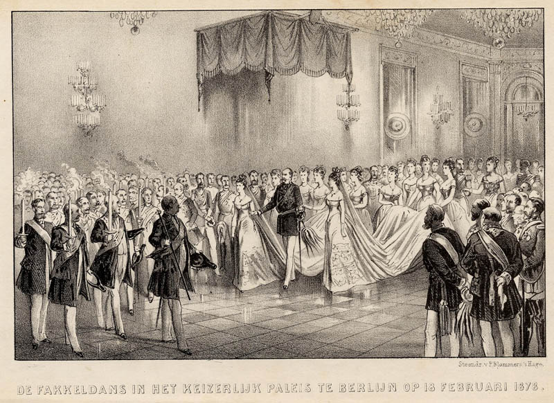 De fakkeldans in het keizerlijk paleis te Berlijn op 18 februari 1878 by P. Blommers