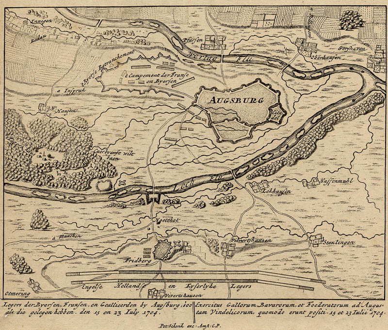 Legers der Byersen, Fransen, en Geallieerden bj Augsburg by Petrus Schenk