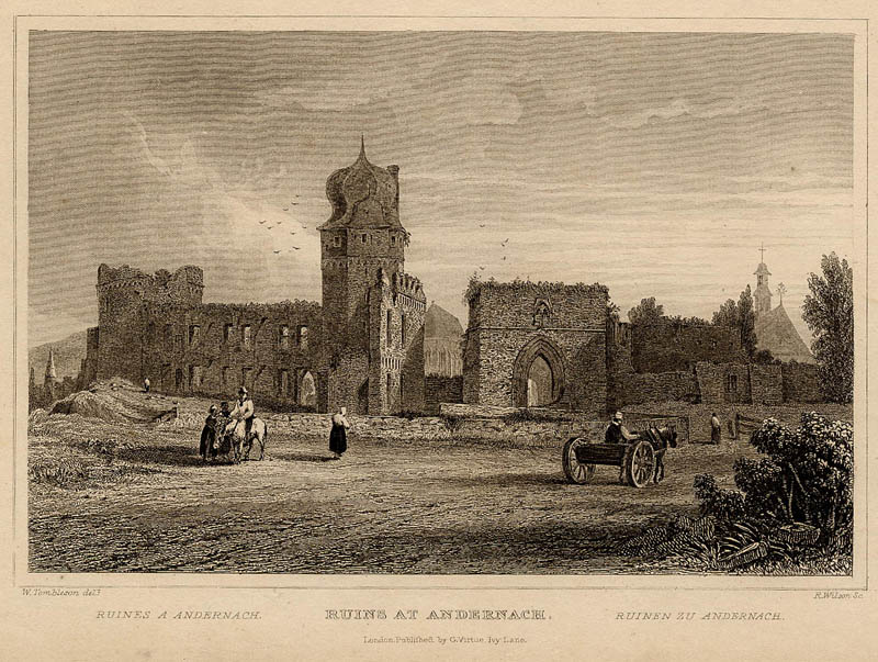 Ruins at Andernach by R. Wilson naar W. Tombleson