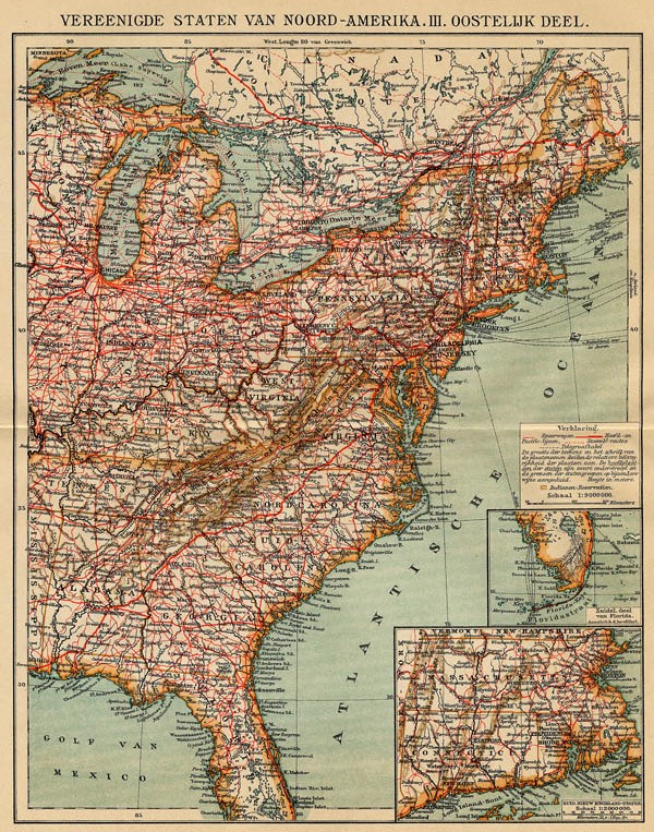 map Vereenigde Staten van Noord-Amerika. III. Oostelijk deel by Winkler Prins