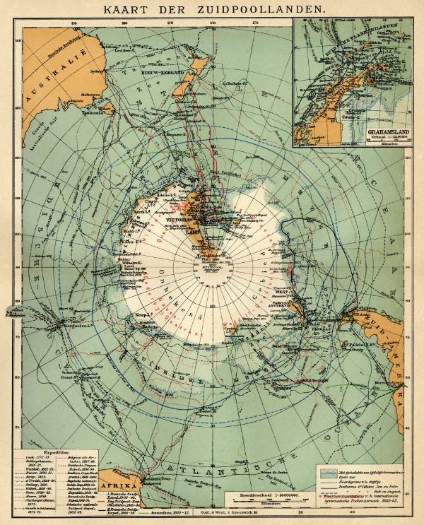 map Kaart der Zuidpoollanden by Winkler Prins