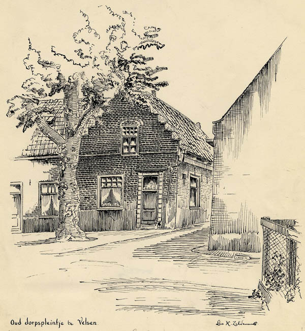 view Oud dorpspleintje te Velsen by Leo K. Zeldenrust